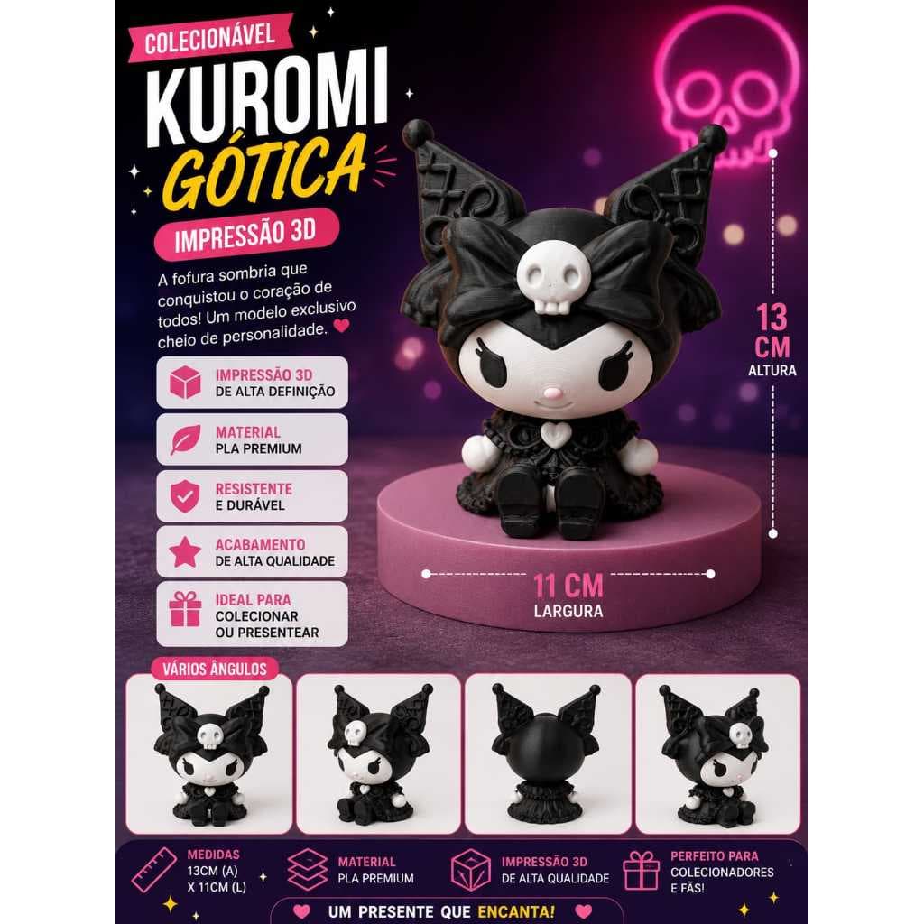 Kuromi – Boneca Colecionável em Impressão 3D | Estilo Kawaii