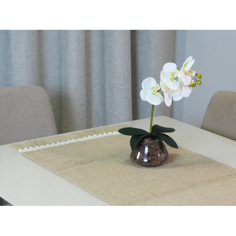 Caminho Trilho de Mesa Decorê 1 Peça 1,30m x 46cm 75% Juta, 25% Malva Bege