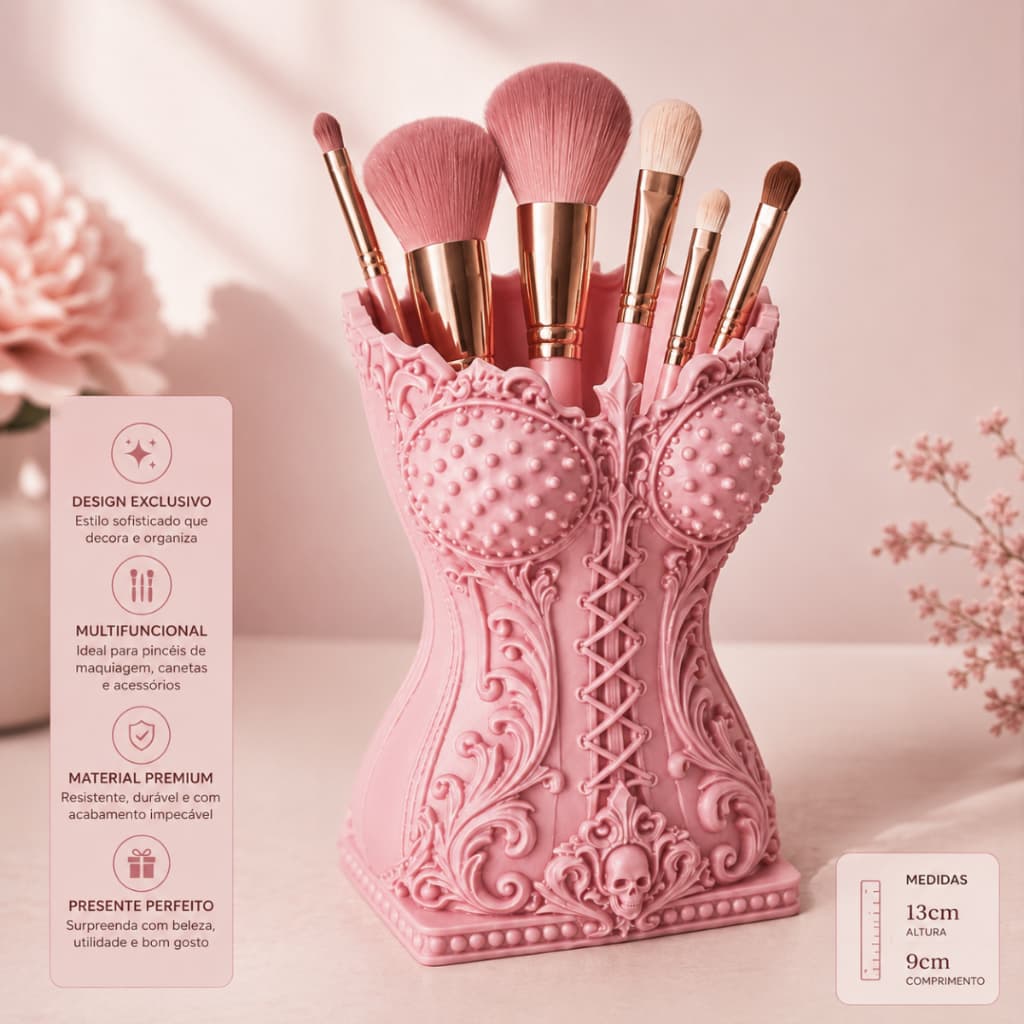 Porta Cosméticos Gótico Porta Pincéis de Maquiagem Organizador Decorativo Material Premium 13cm