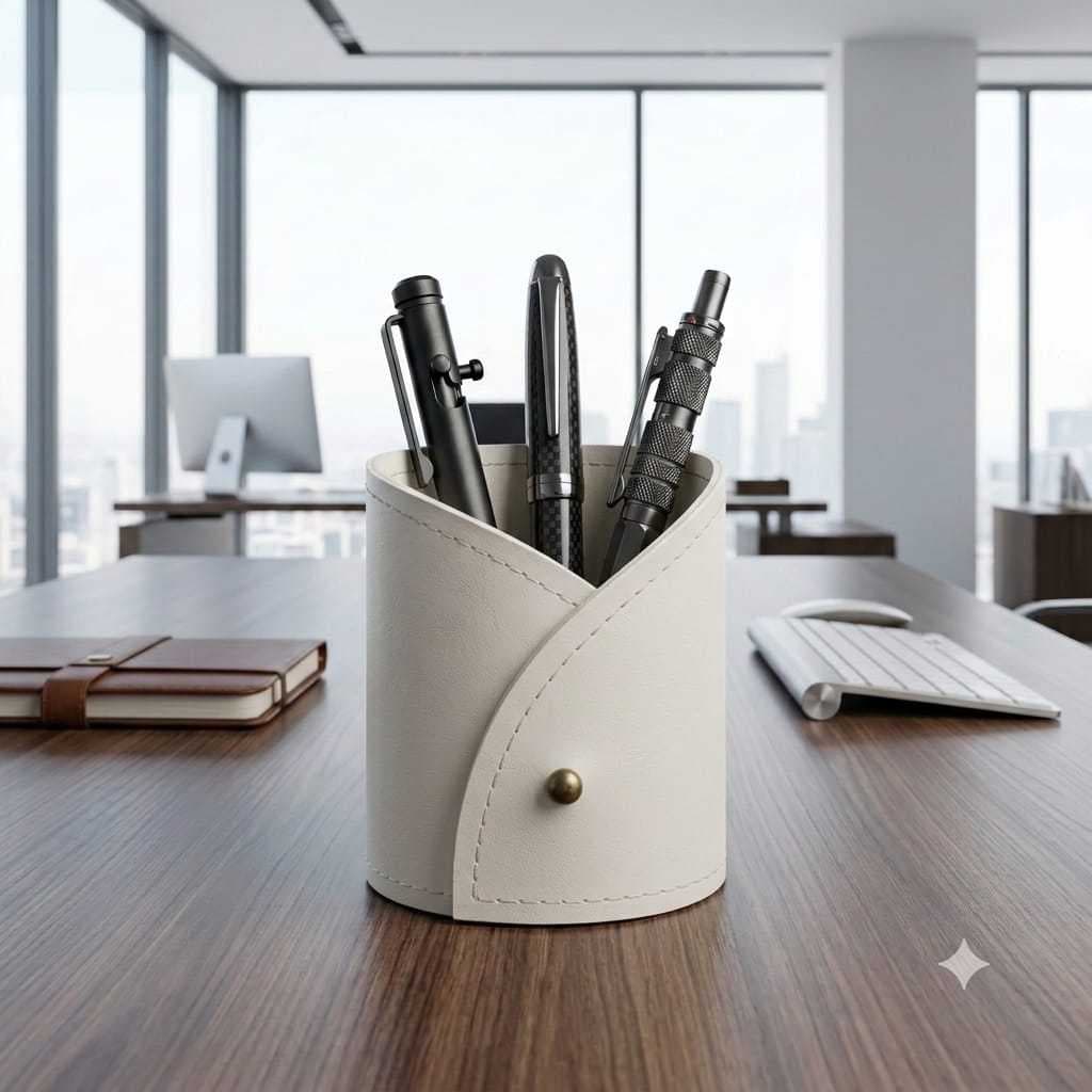 Porta-Canetas em Couro Ecológico Premium | Organização com Elegância e Sofisticação