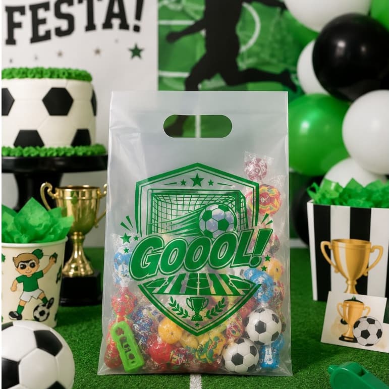 Sacola Boca vazada 20x30 Futebol, Gool! - sacolinha lembrancinha Jogador -25 unidades ou 50 unidades