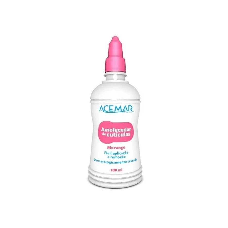 Amolecedor de Cutículas Acemar Morango 100ml – Hidrata, Amolece Cutículas e Facilita a Remoção