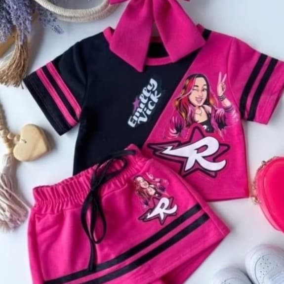 Conjunto Infantil Menina Roupa Emilly Vick Camiseta e Short Roupa Infantil Menina