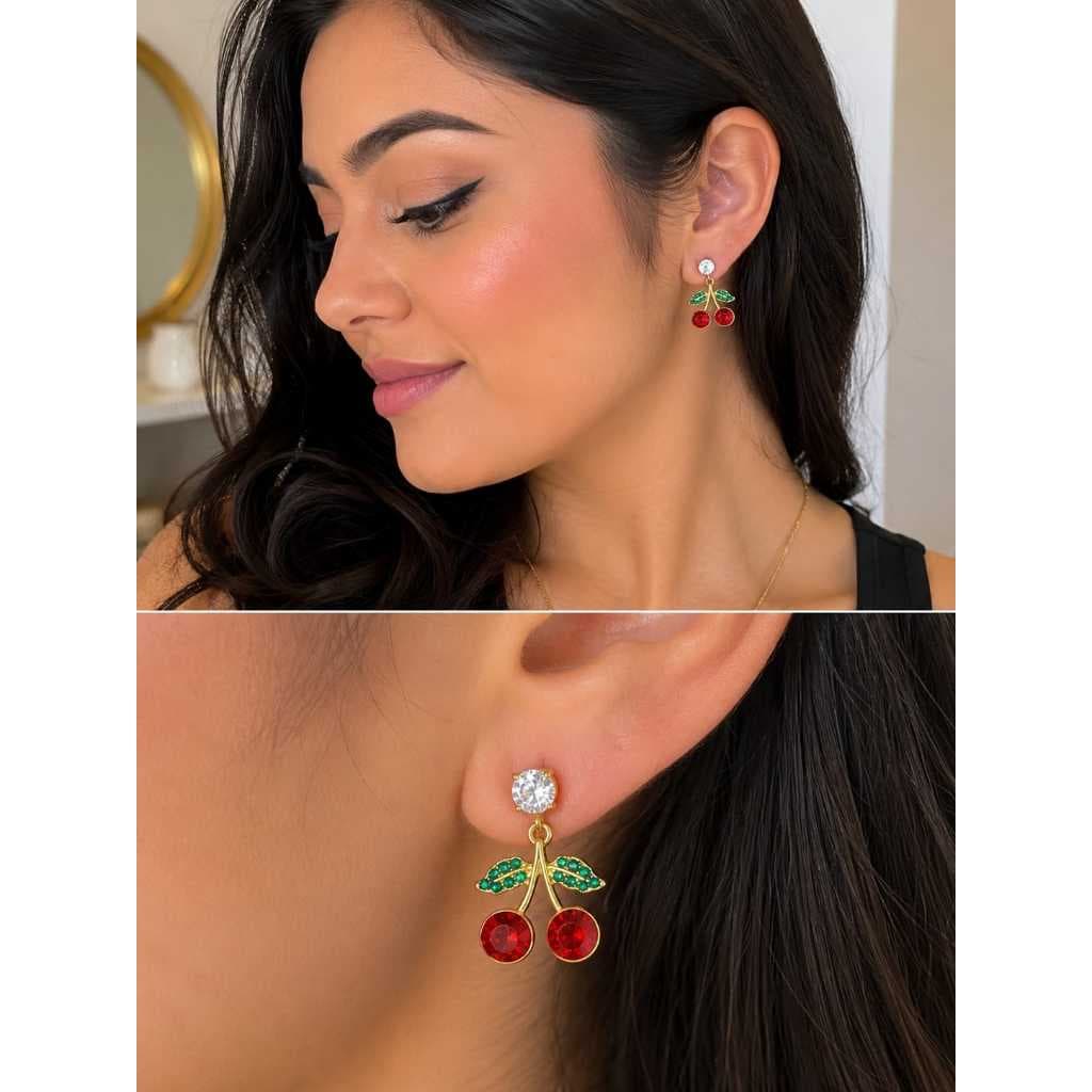 BRINCO DE CEREJA BRILHANTE DE LUXO/ELEGANTE