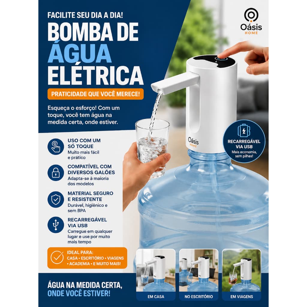 Bomba de água elétrica portatil