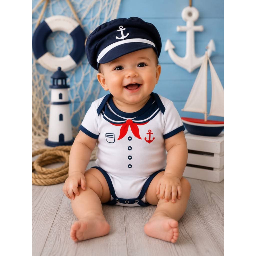 Body Marinheiro Bebê Body Temático Mesversario Marinheiro Fantasia Marinheiro Menino Bebe Body Profissão Menino