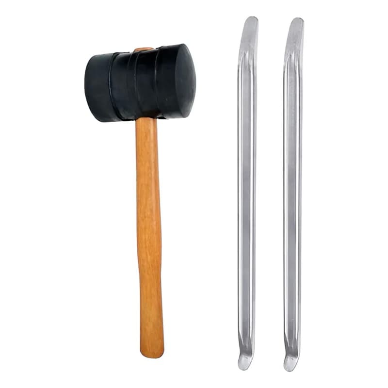 Kit Borracheiro Rotta376 Espátulas 45cm Aço Inox + Martelo Borracha