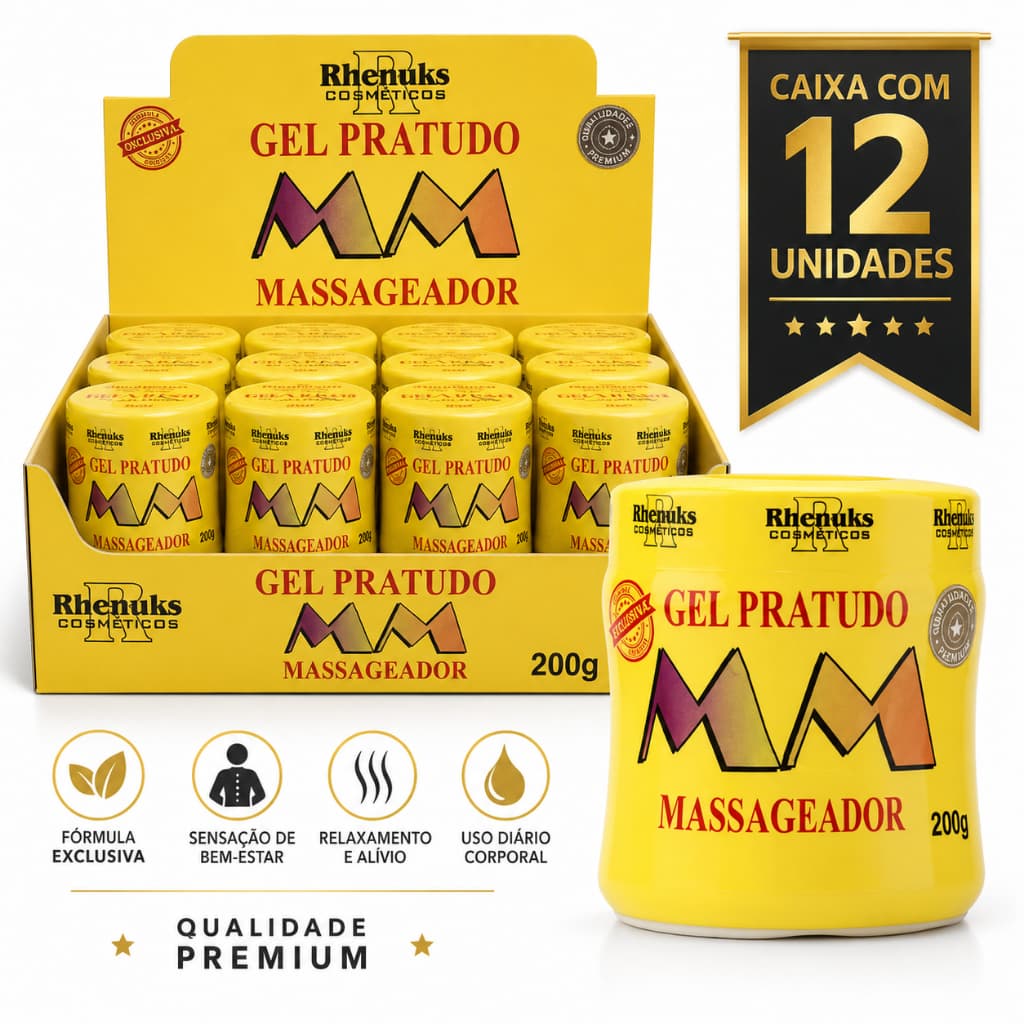 Kit 12 Gel Pratudo MM Rhenuks 200g Massageador Corporal Relaxamento E Alívio Atacado