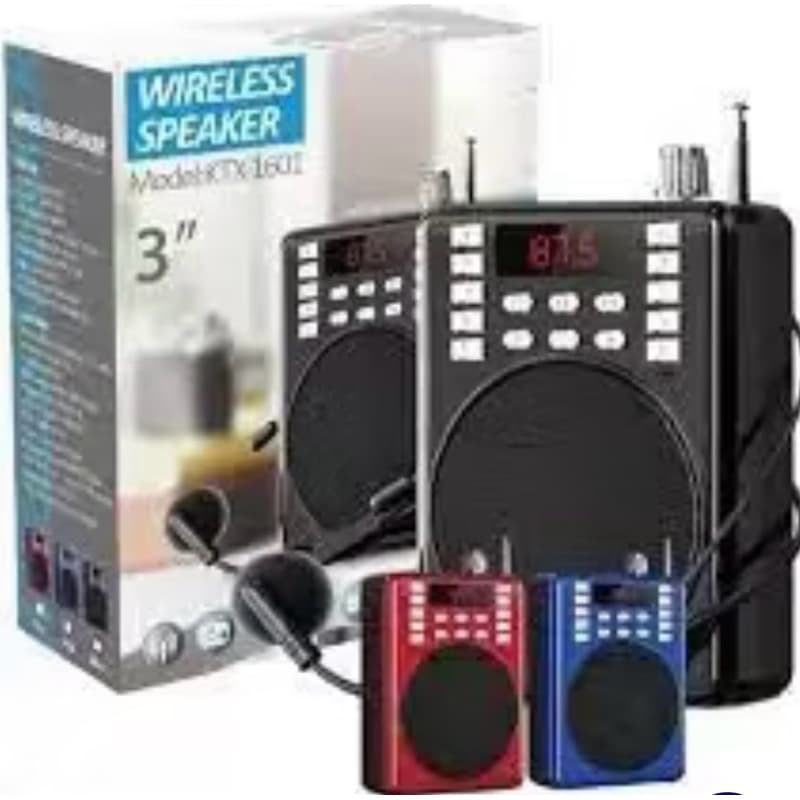Caixa de Som de cintura Megafone Amplificador Voz Microfone Fm Usb bluetooth microfone ktx 1601