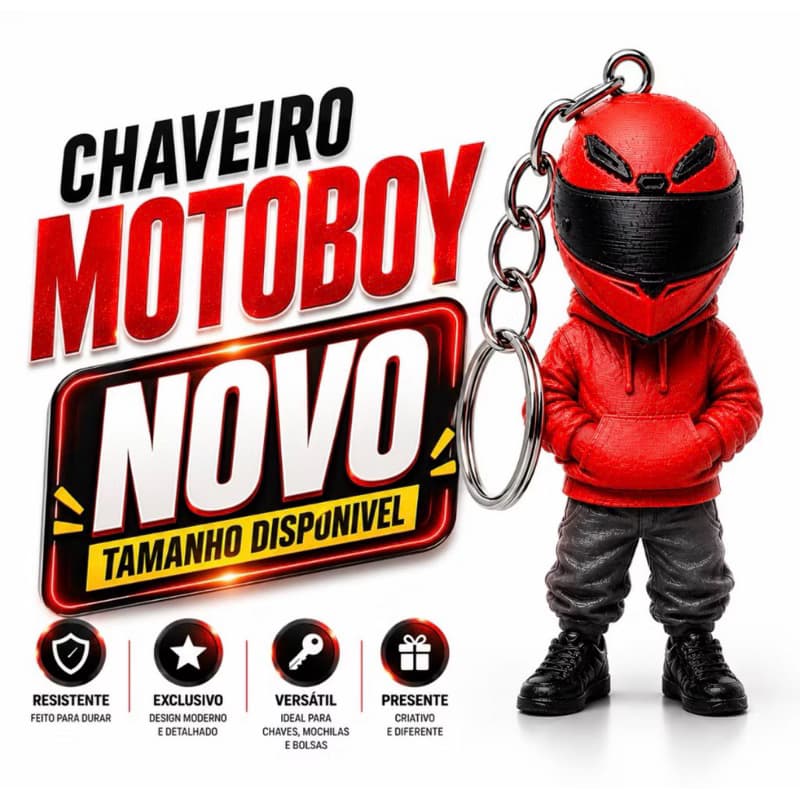 Chaveiro Motoboy 3D Capacete Motoqueiro Presente para Motociclista