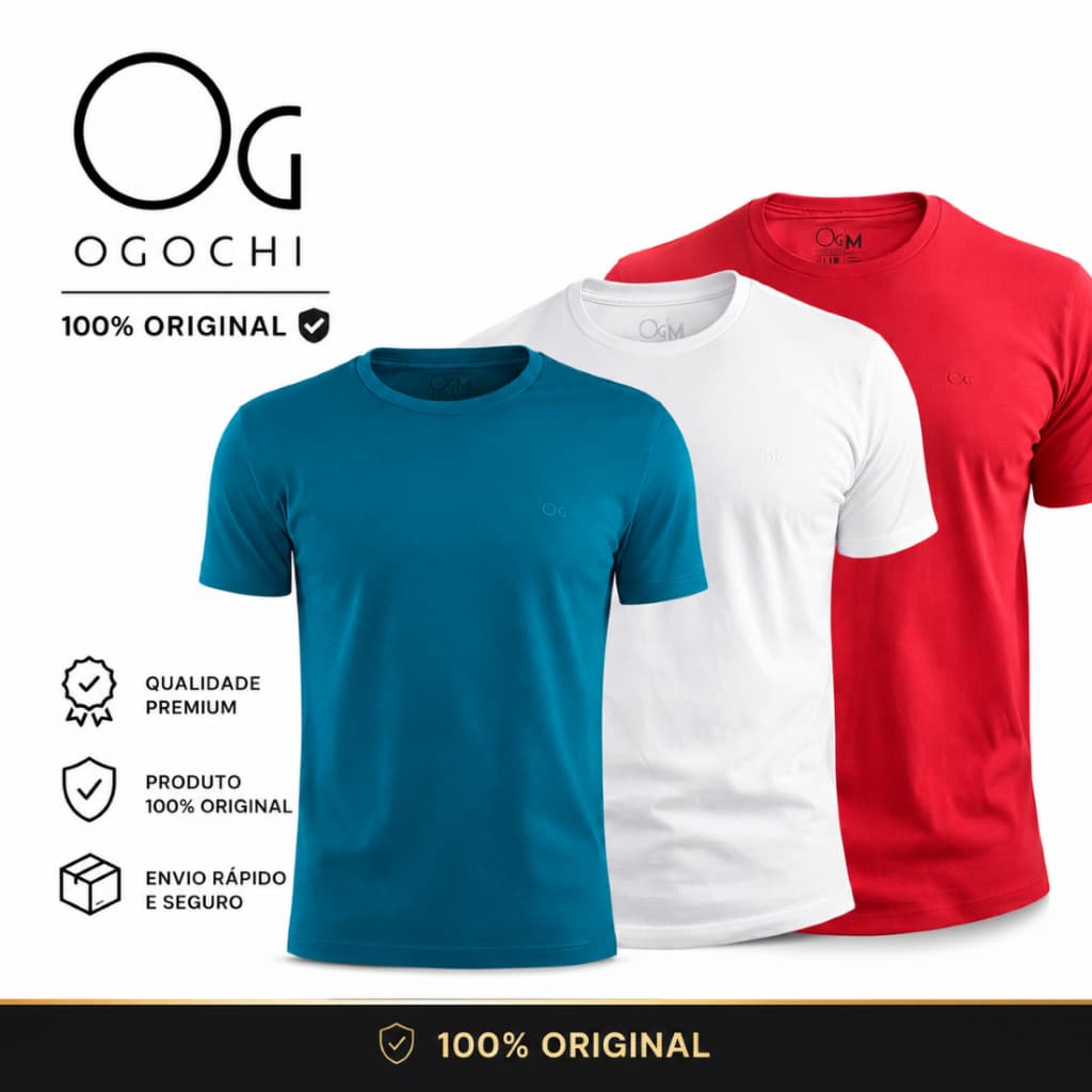 Camiseta Masculina Basica Ogochi Algodão 100% Original Vendedor Autorizado Ogochi