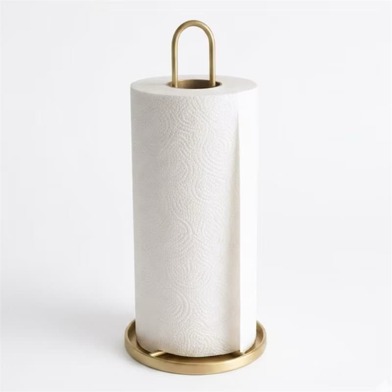 Porta Papel Toalha Luxo Suporte De Mesa Cozinha Organizador De Bancada Minimalista Metal Preto Dourado
