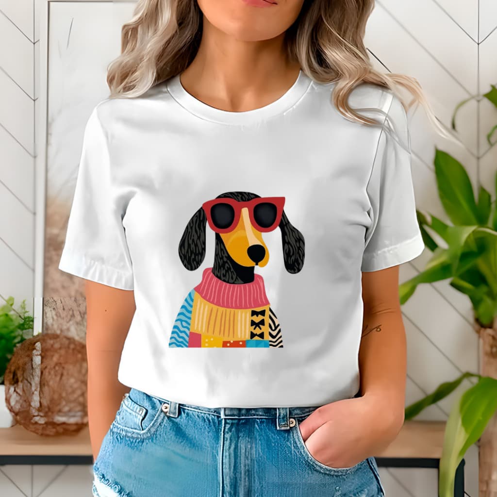 Camiseta Feminina Verão Cachorro Roupa Colorida Fofa Camisa 100% Algodão Premium