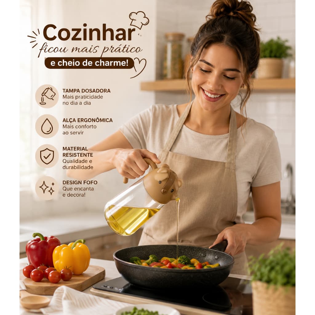 Galheteiro Tipo Jarra 630 ML - Sortida cozinha óleo vinagre temperos