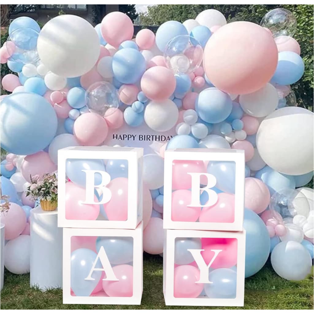 4 Cubos Baby Pintado Decoração de Festa Decoração Chá de Bebê e Revelação 30CM