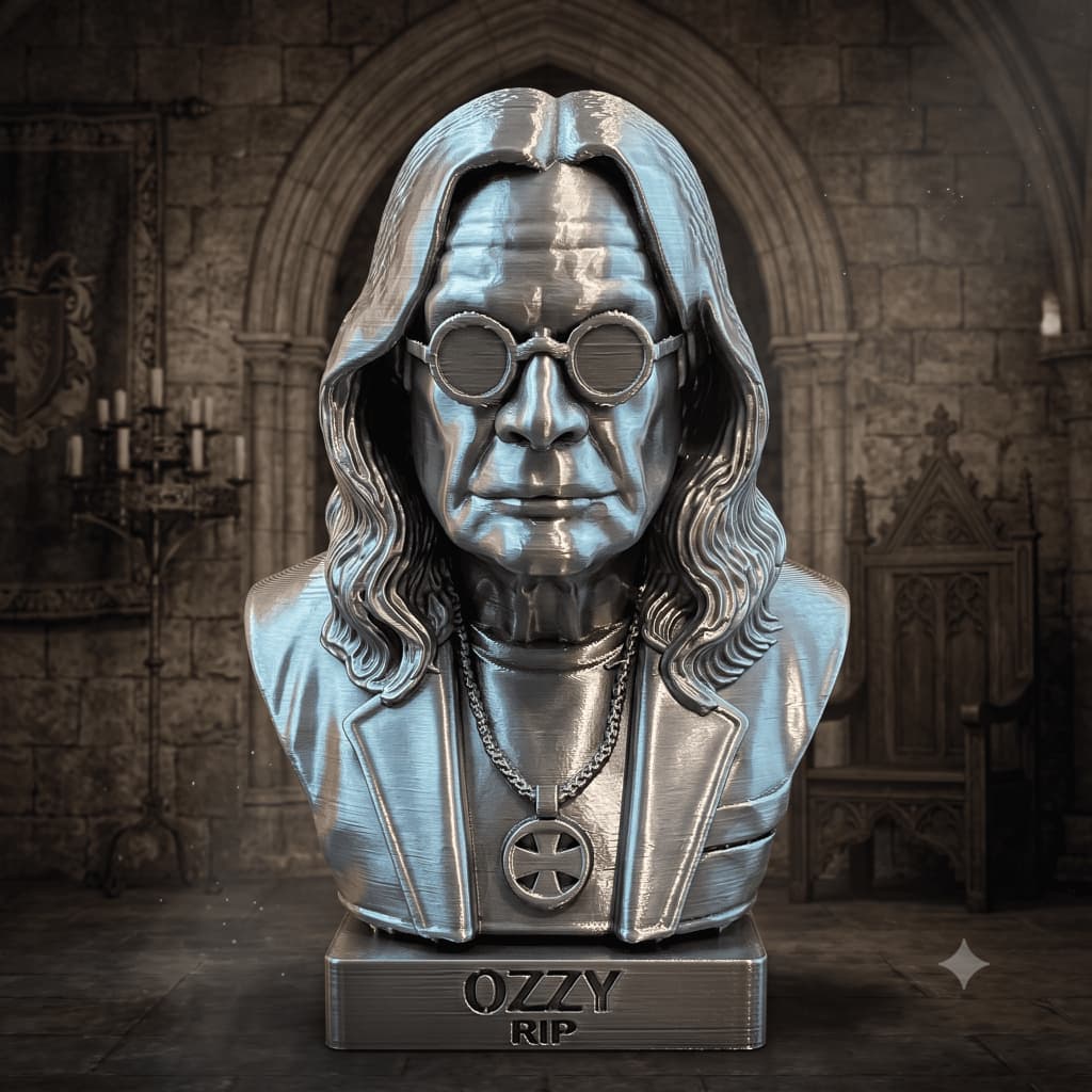 Ozzy Osbourne Busto Decorativo | Escultura 3D | Heavy Metal | Rock | Black Sabbath