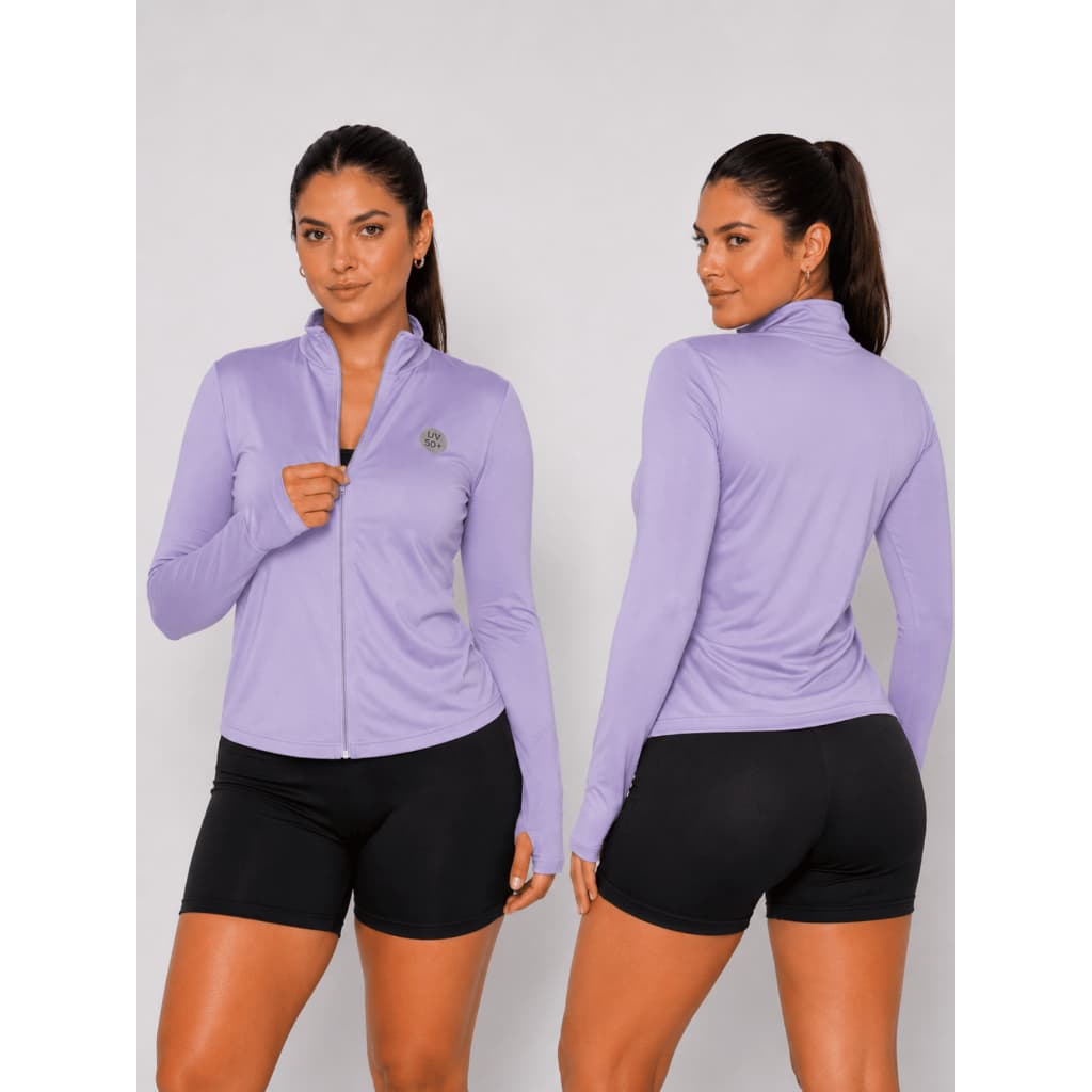 Blusa Térmica Feminina Uv50+ Com Zíper Manga Longa Casaco Jaqueta Corta Vento Hiza Bela