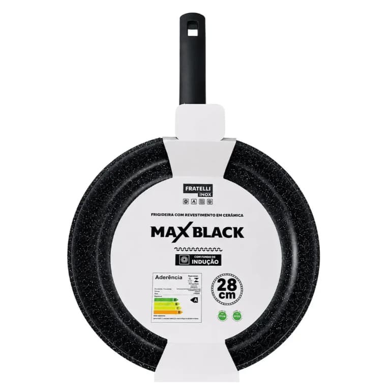 Frigideira Ceramica Fundo Reforcado Inducao 28cm Preta Antiaderente Duravel