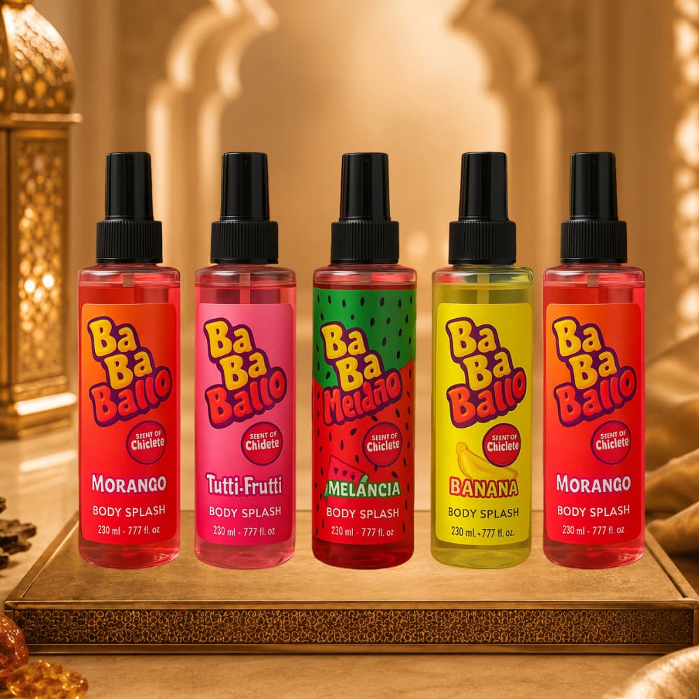 Kit 5 Body Splash Chiclete 230ml Cada Perfume Corporal Feminino Alta Fixação