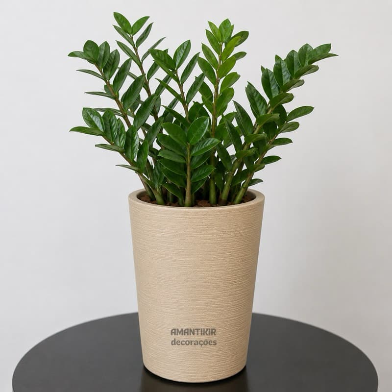 Vaso de Planta Decorativo Reciclável em Polietileno Coluna Redonda Texturada  Moderno Cone 77