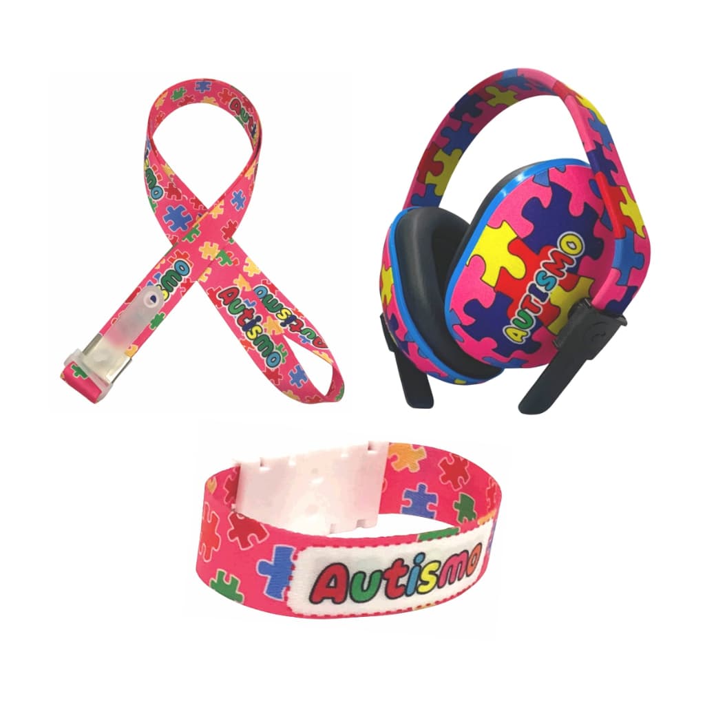 Kit Abafador De Ruídos Protetor Auricular Infantil Autismo Cordão Pulseira Confortável Ajustável Criança 18dB