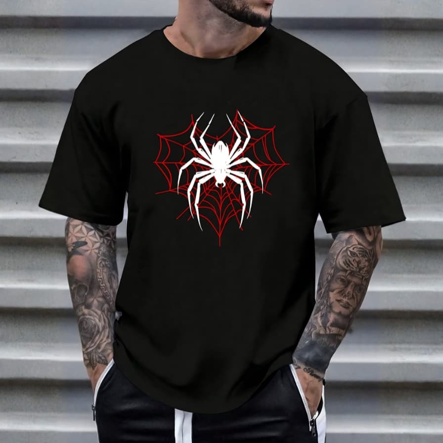 Camiseta Oversized Masculina Streetwear Aranha Teia Algodão Premium Casual