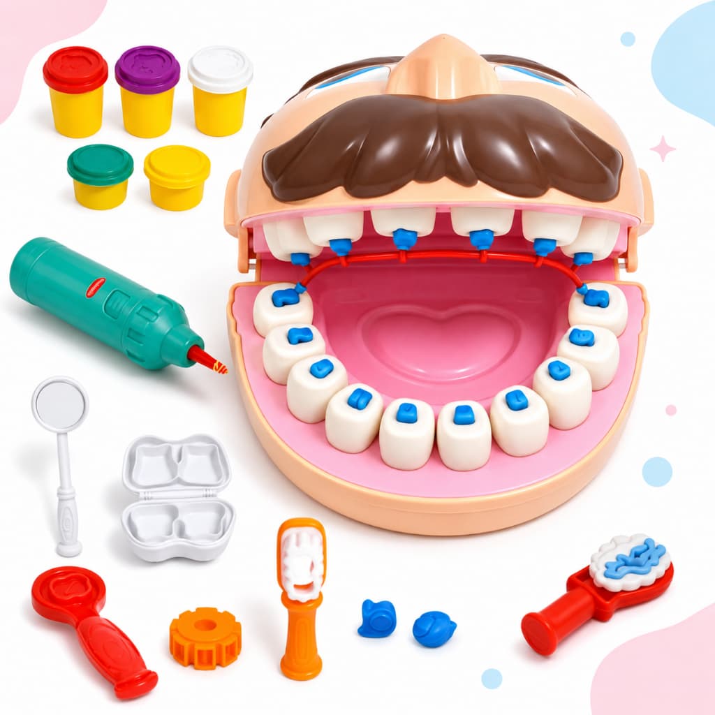 Kit Massinha de Modelar Pequeno Dentista Brinquedo Infantil Profissão