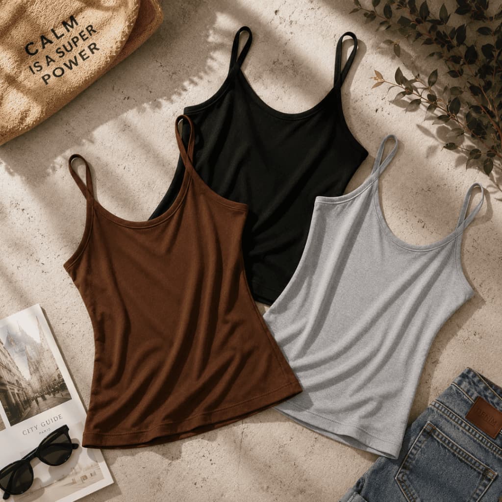 Blusa Regata de Alcinha Aesthetic Moda Basic Blusinha de Alça Fina Regatinha Feminina