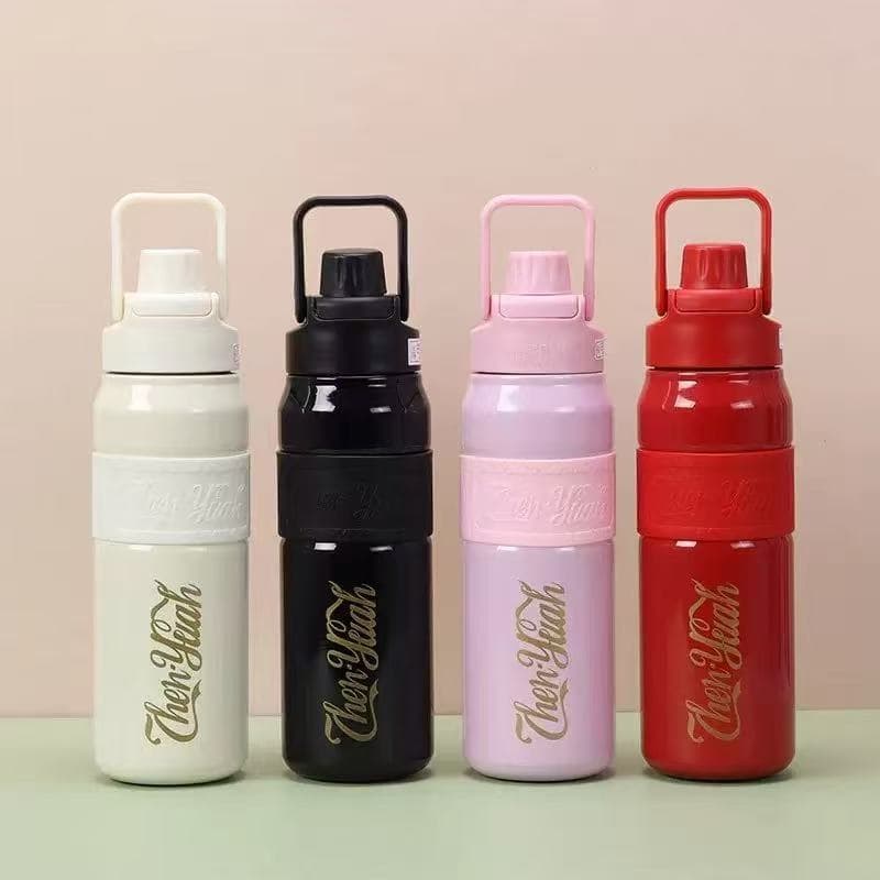 Garrafa Térmica Inox 650ml com Alça Portátil Antivazamento Garrafa de Água Aço Inoxidável para Academia Trabalho Escola