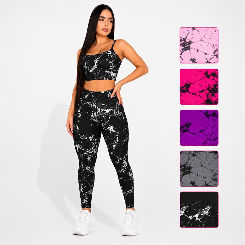 Kit Conjunto Fitness Calça Empina Bumbum Zero Transparência Conforto Total Top Com Alta Sustentação