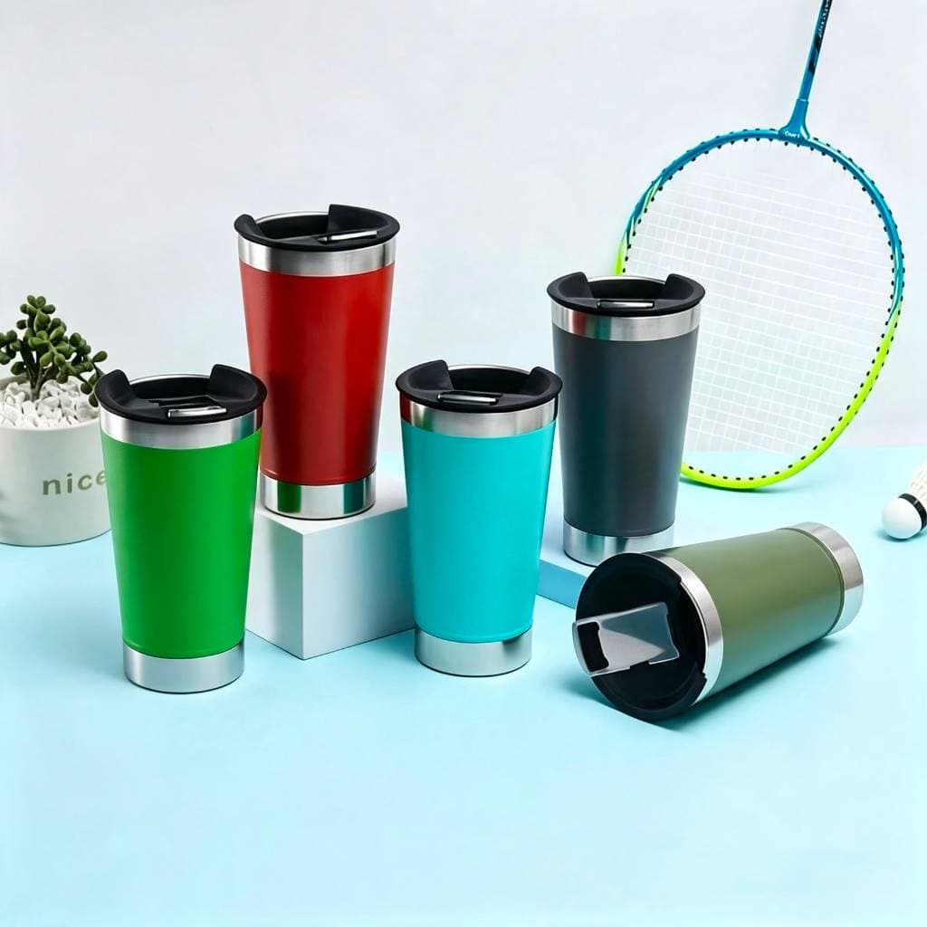 Copo Térmico 473ml Inox para Cerveja com Tampa, Abridor e Logo Personalizada