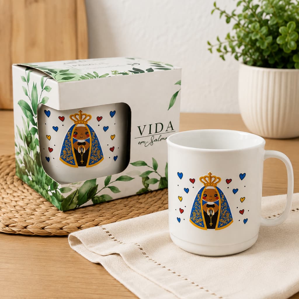 Kit Canecas Plásticas 450ml Plástica Dia de Nossa Senhora Aparecida Feriado Santo Presente Lembrancinha