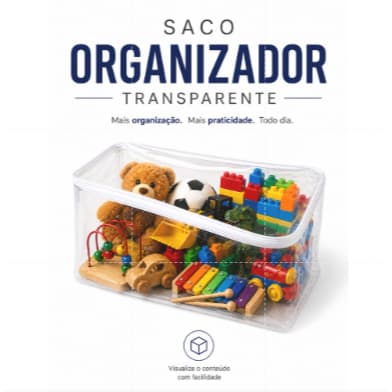 Kit Sacos Organizadores Multiuso com Zíper Transparente para Brinquedos, Roupas e Guarda-Roupa