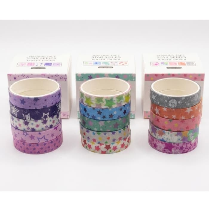 Kit com 5 cores de washi tape de papel