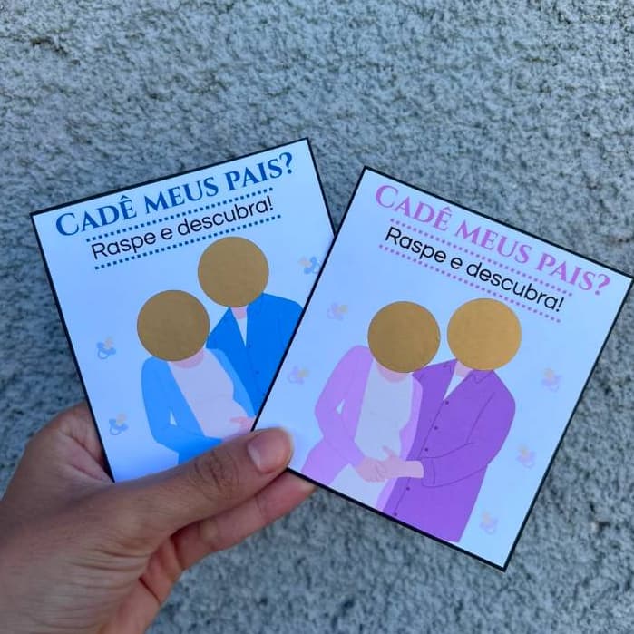 Raspadinha Personalizada Chá de Bebê "Cadê Meus Pais?", Brincadeira para – Chá Revelação / Chá Fralda