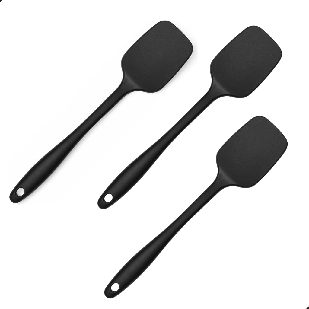 Espátula Colher Silicone Cabo Maciço 20 Cm Preto - Preto promoção shopee