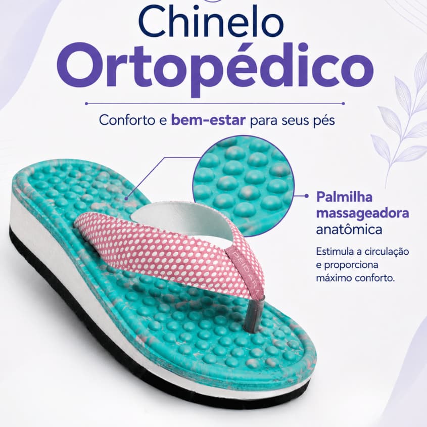 Chinelo Ortopédico Para Esporão e Facite Plantar Massageador Anabela Confortável Antiderapante