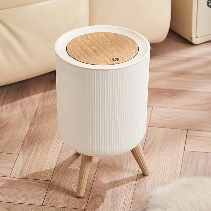 Lixeira Banheiro 8l Cozinha Retro Tampa Click Pés Cesto Lixo Branco