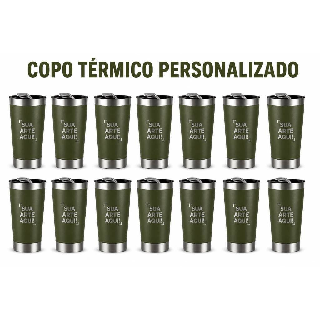 KIT COM 14 COPOS TÉRMICOS PERSONALIZADOS | 473 ml | Aço Inox 304 | Gravação a Laser