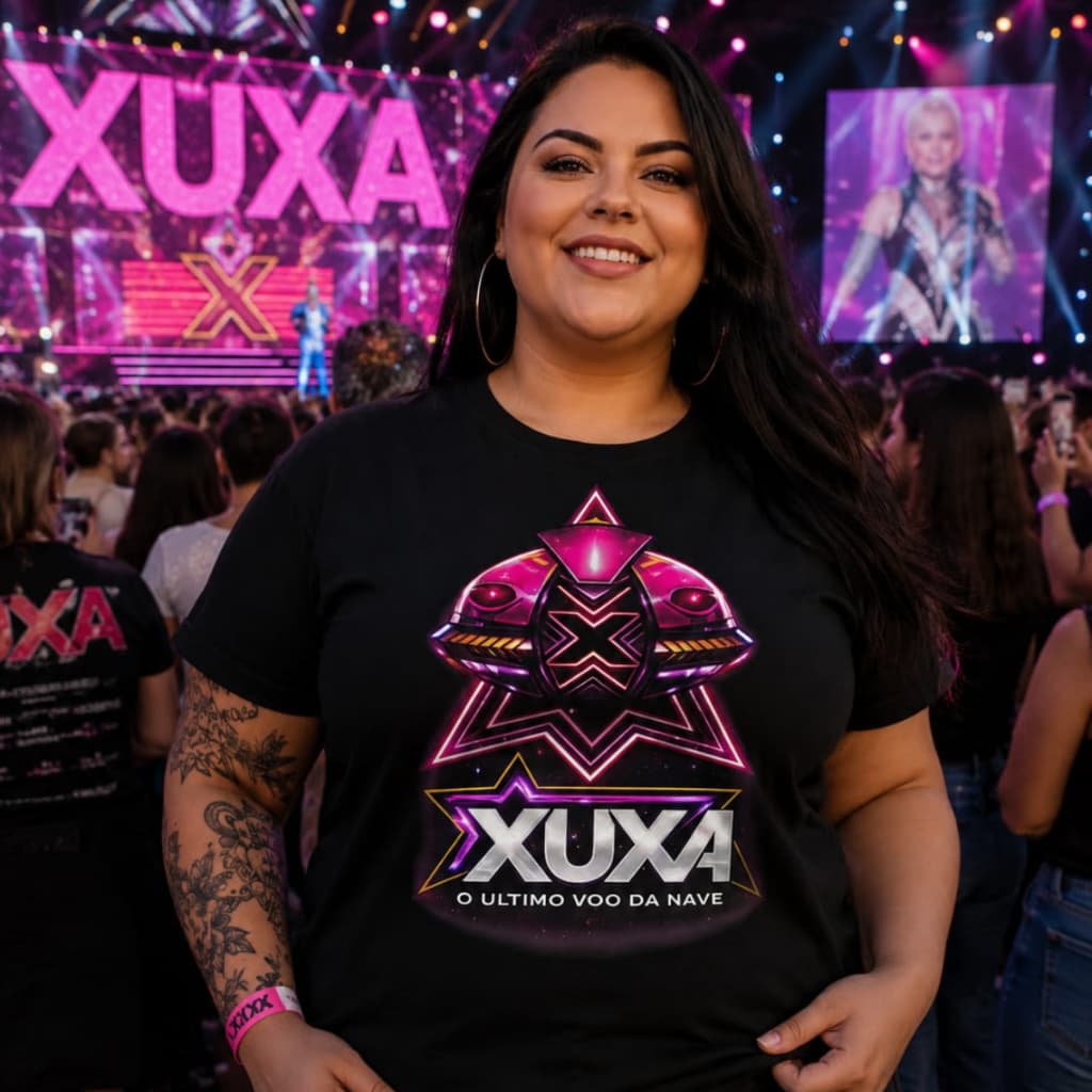 Camisetas show da Xuxa plus size Turnê 2026 Ultimo Voo Da Nave