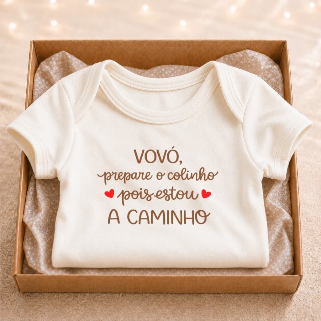 Body Anúncio e Revelação da Gravidez Frase " VOVÓ ,VOVÔ, VOVÓ E VOVÔ PREPAREM O COLINHO ESTOU A CAMINHO" Off White