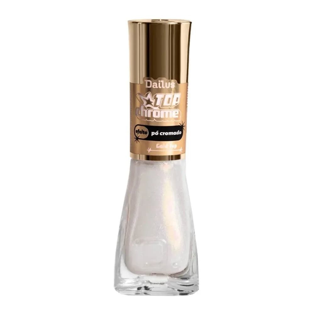 Esmalte Dailus Top Coat Gold Top - Efeito Pó Cromado com Brilho Intenso e Secagem Rápida