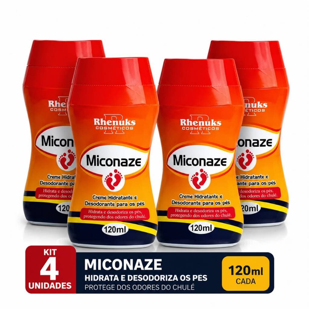Kit 4 Cremes Miconaze Para Os Pés Anti Micose Rachadura Frieira E Chulé 120ml