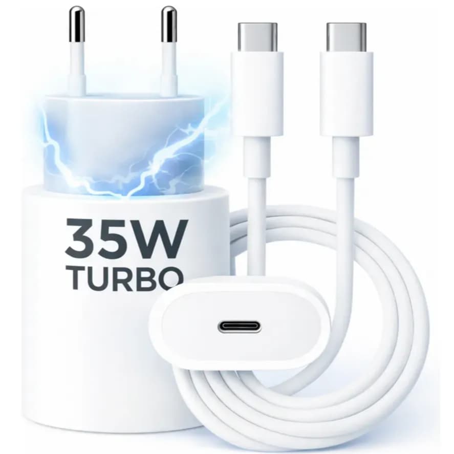 Carregador Tipo C 35w Para iPhone 15/16/17 Pro Max Cabo USB-C De 1 Metro Carregamento Turbo Rápido