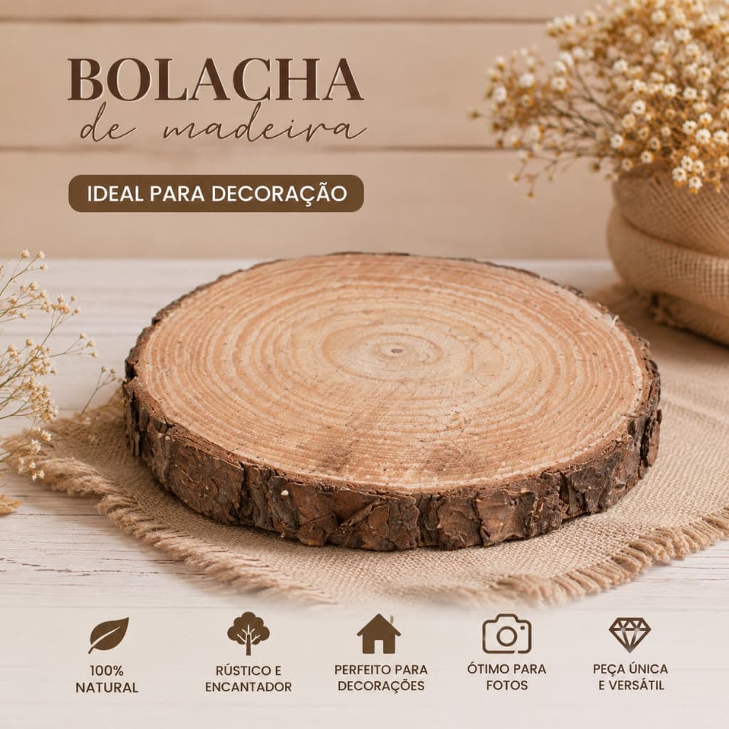 KIT 10 BOLACHAS DE MADEIRA RUSTICA REFLORESTADA 10 A 20CM DECORACÃO ARTESANATO ENFEITE CASAMENTO FESTA