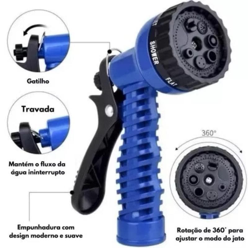 Esguicho Para Mangueira Jardim 30M - Jardim 7 Jatos Bico Expandable Hose