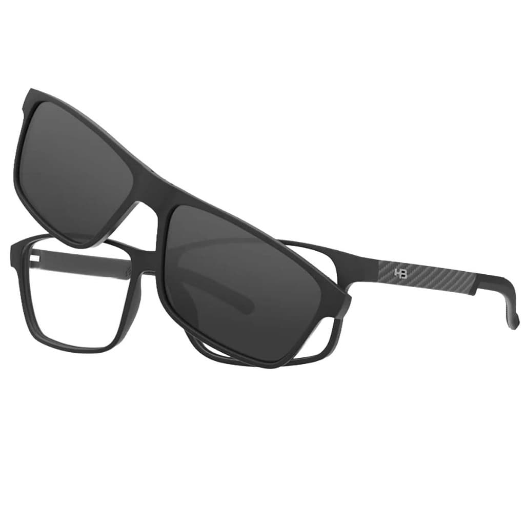 Armação Óculos De Grau HB Switch 0538 0859 56 + 2 Clip On Solar Polarizado
