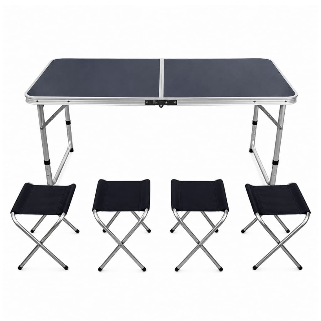 Mesa Portátil AVEN Dobrável Maleta 4 Banquinhos Para Camping Piqueniques Festas Preto