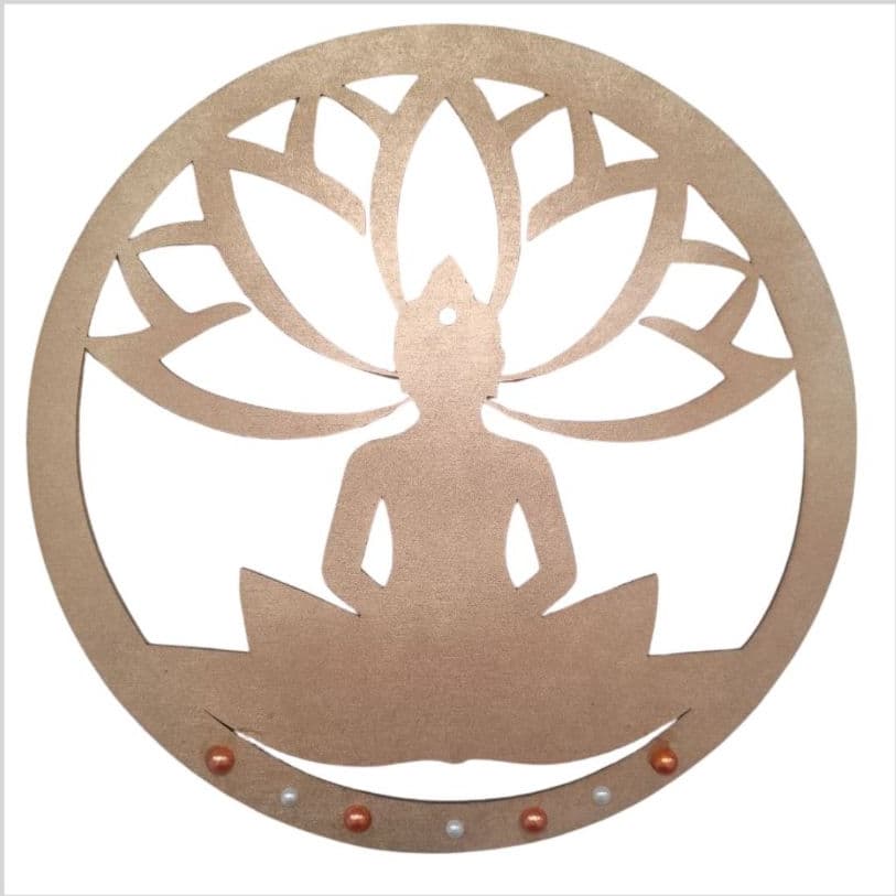 Mandala Decorativa MDF DOURADO - Buda Zen Yoga Lótus - UNIDADE - 12 cm de altura