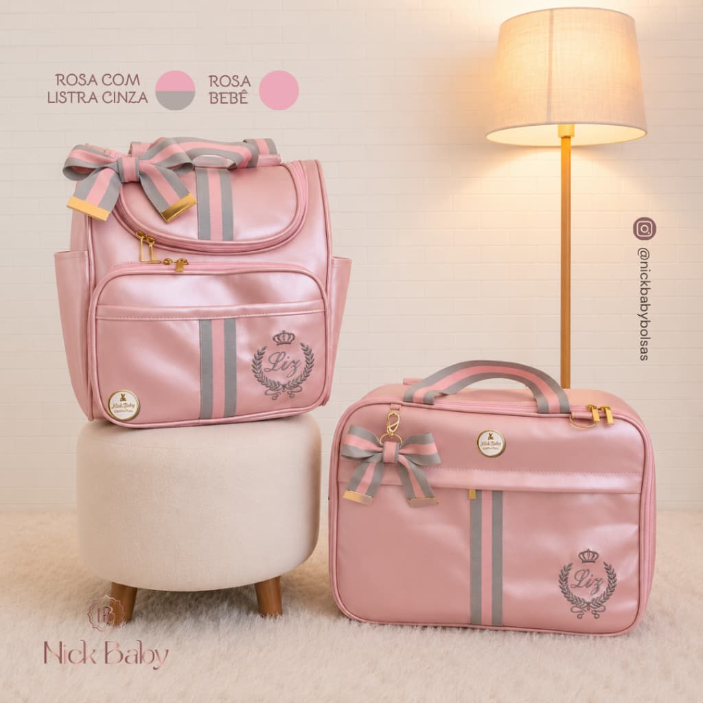 KIT DE BOLSAS MATERNIDADE LUXO 2 PEÇAS PERSONALIZADO